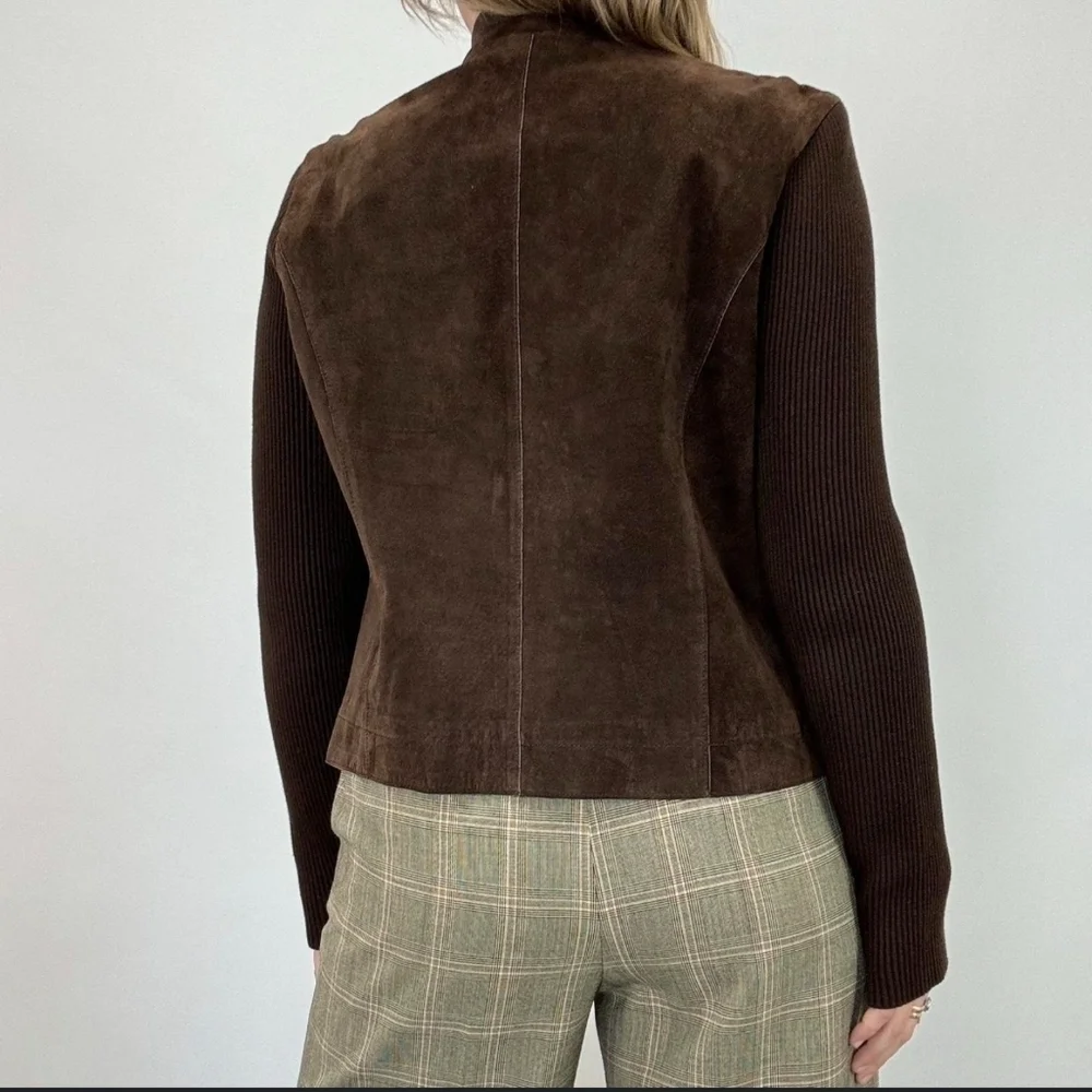 Pendleton Mocha Brown Wool Suede Blend Vintage Petite Sweater Blazer Jacket
